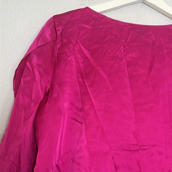 Talbots Women’s Size 8 Petite Pink Open Sleeve 100% Silk Blouse - Picture 5 of 13
